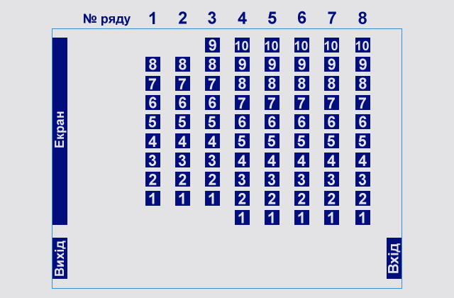 Схема залу кінотеатру «5 елемент»